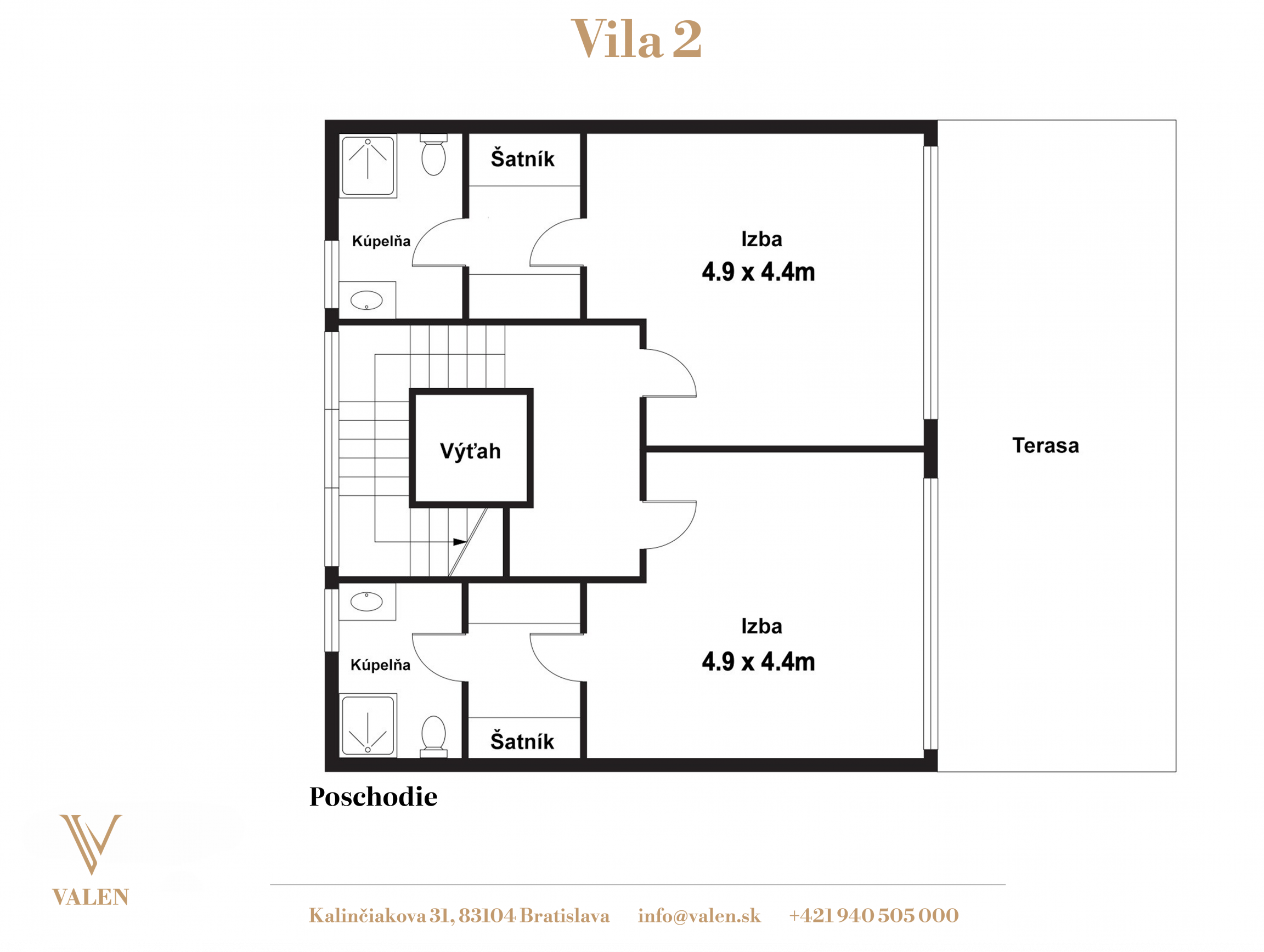 Pôdorys – Vila 2 (1. poschodie)
