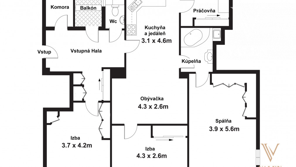 VALEN | Vzdušný 4,5 izbový byt s vysokými stropmi v srdci Bratislavy