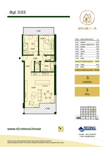 VALEN | Nadštandardný 3-izbový byt v projekte Stromová