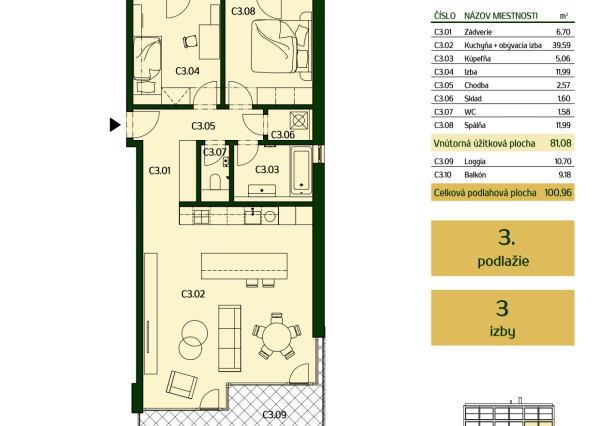 VALEN | Nadštandardný 3-izbový byt v projekte Stromová