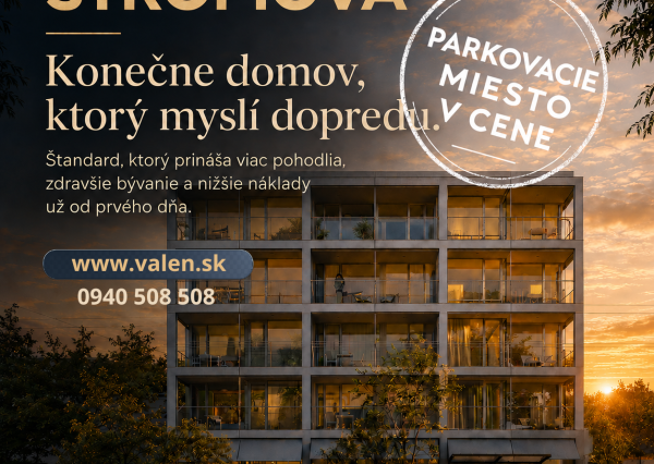 VALEN | Nadštandardný 3-izbový byt  s predzáhradkou v projekte Stromová