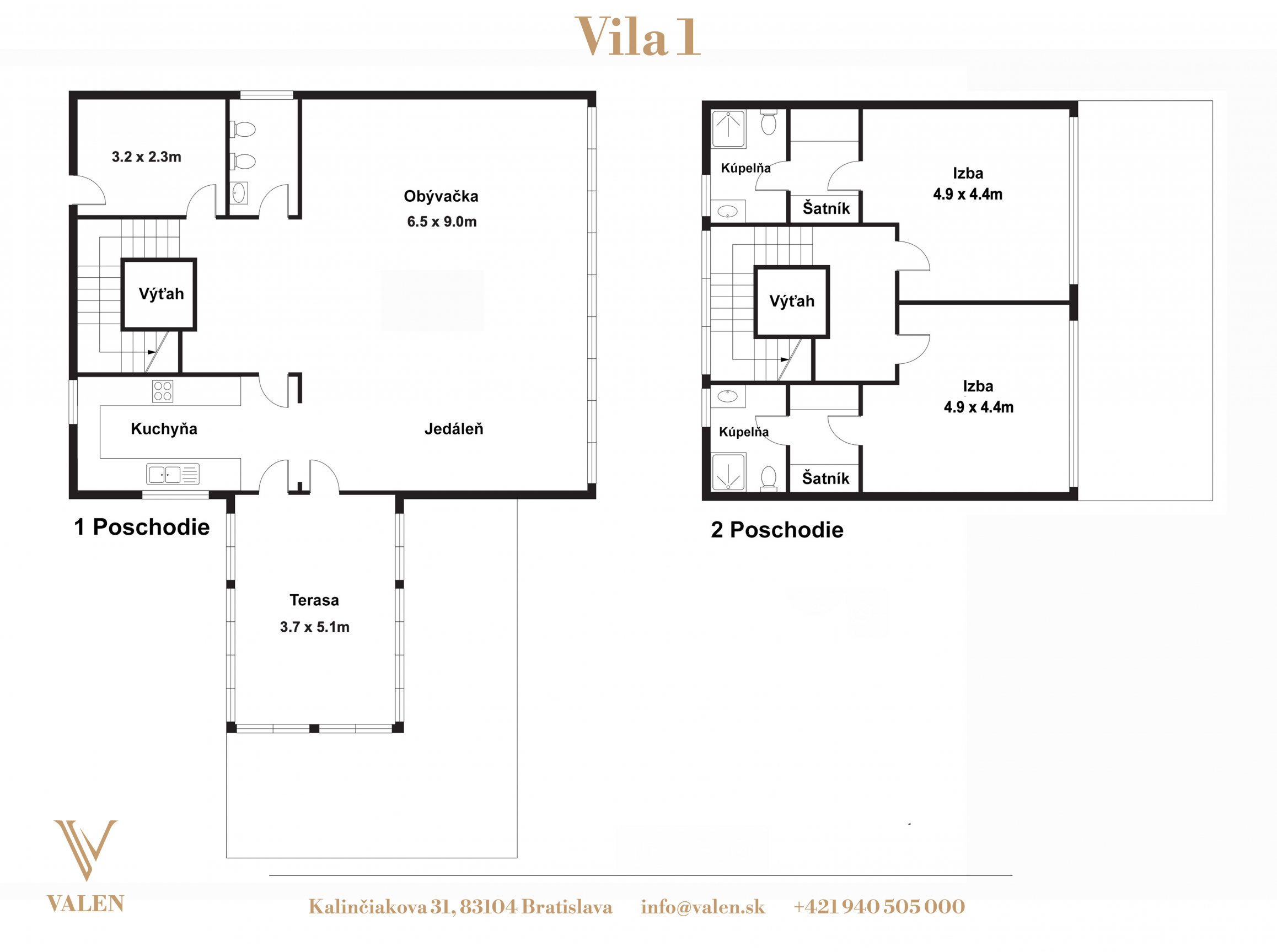 Pôdorys – Vila 1 (1. a 2. poschodie)